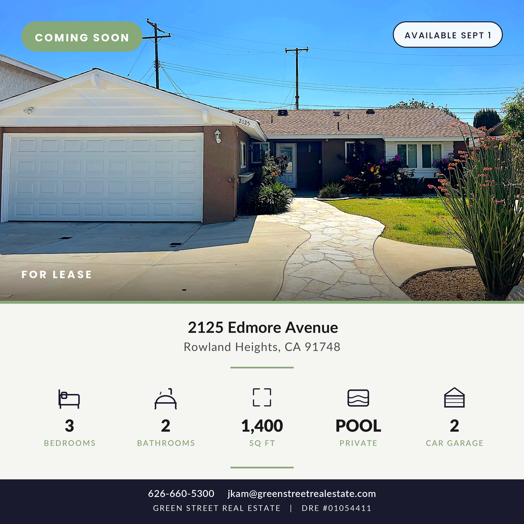 2125 Edmore Avenue coming soon for lease flyer — San Gabriel Valley listings in Rowland Heights